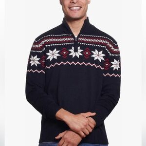 Weatherproof Vintage Mens Holiday Heavyweight Quarter Zip Pullover Sweater